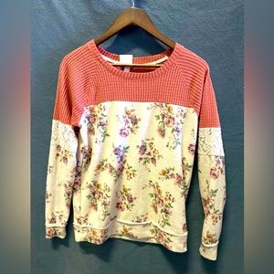 Knox rose floral thermal sweatshirt xs pink